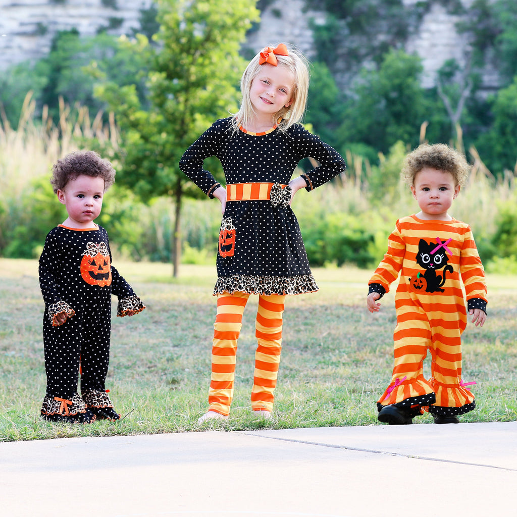 Girls' Pumpkin Polka Dot Dress