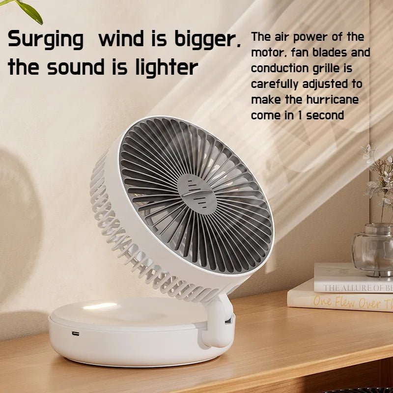 Foldable 6-Inch USB Desk Fan, Quiet with Glow Ring
