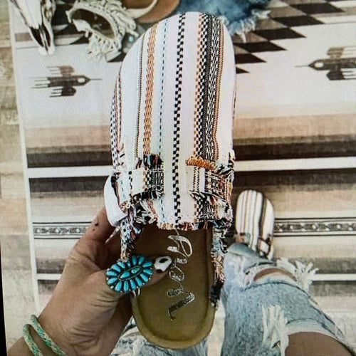 Mocassins plats en toile, Vintage femme
