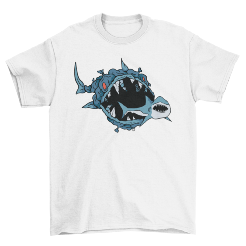 Monster Fish Eating Shark T-Shirt