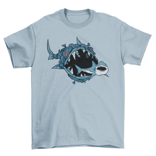 Monster Fish Eating Shark T-Shirt