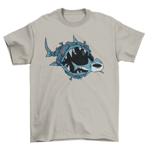 Monster Fish Eating Shark T-Shirt