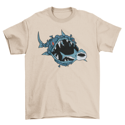 Monster Fish Eating Shark T-Shirt