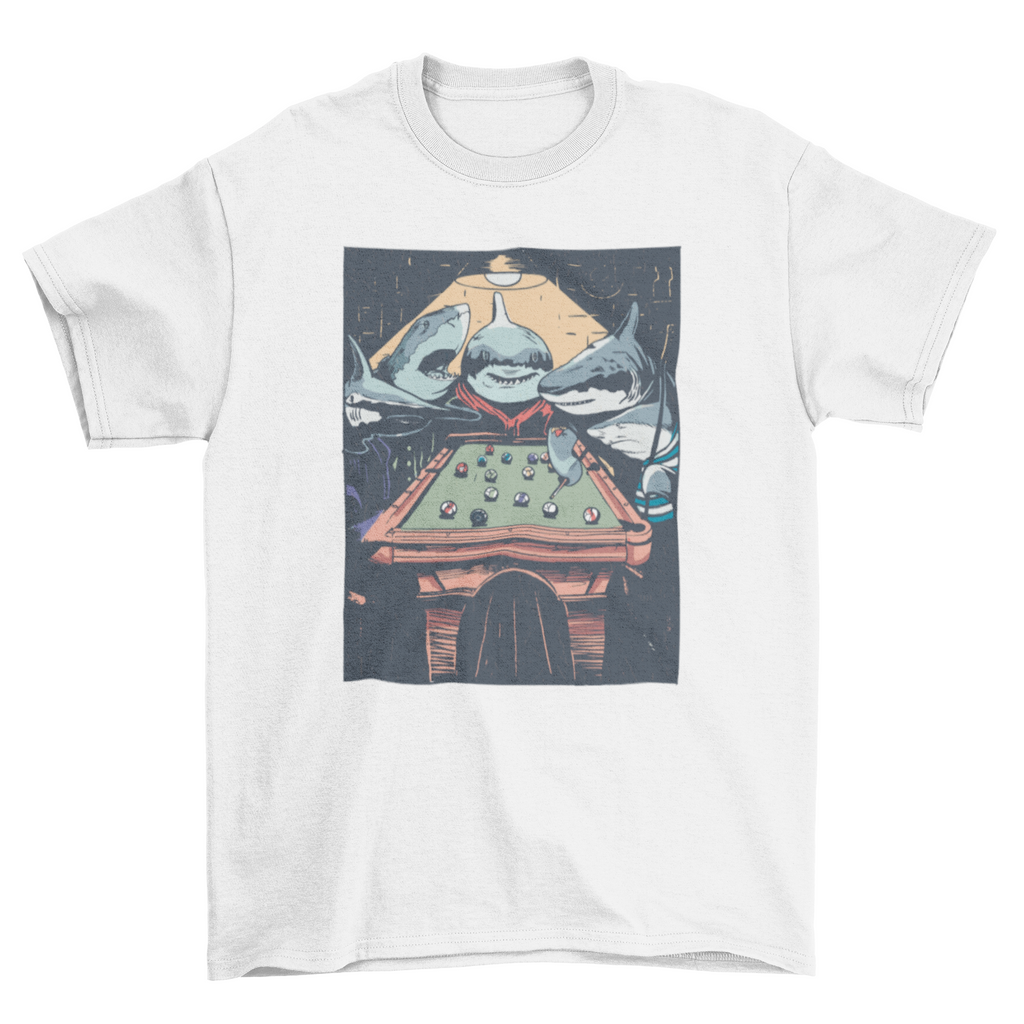 Sharks Playing Pool Graphic T-Shirt