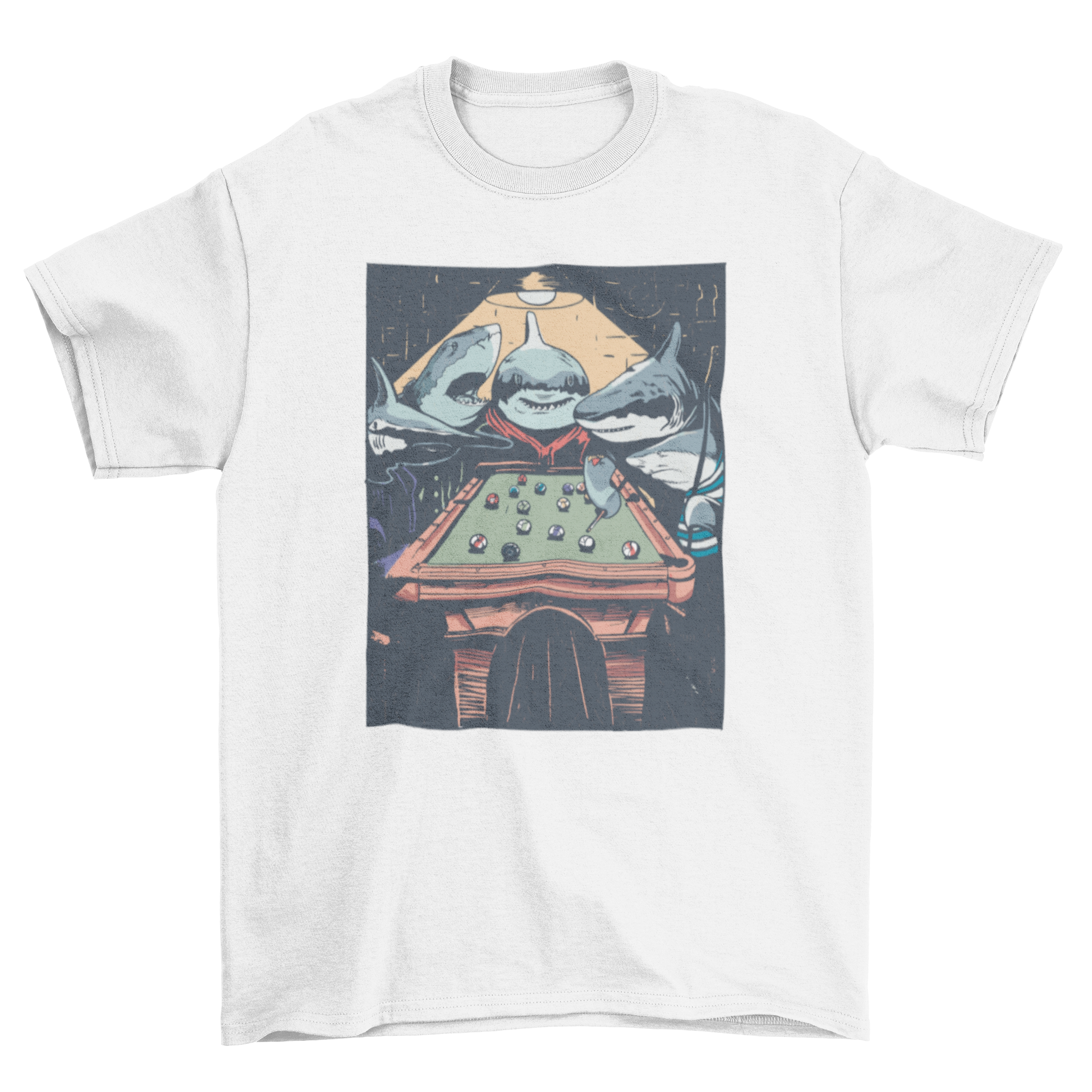 Sharks Playing Pool Graphic T-Shirt