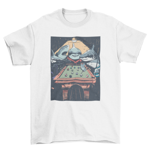 Sharks Playing Pool Graphic T-Shirt