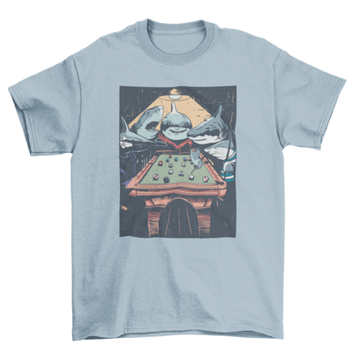 Sharks Playing Pool Graphic T-Shirt