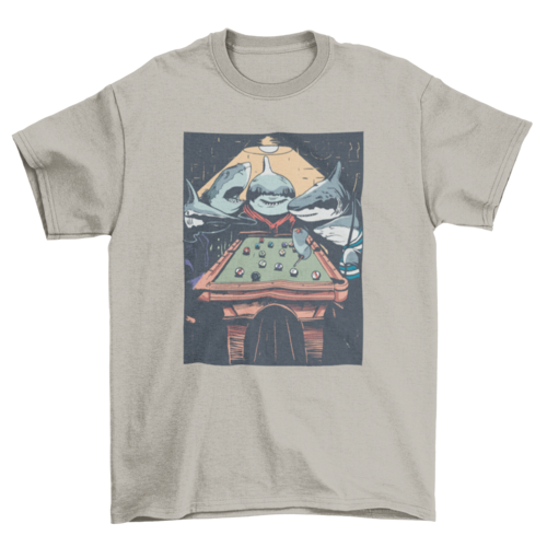 Sharks Playing Pool Graphic T-Shirt