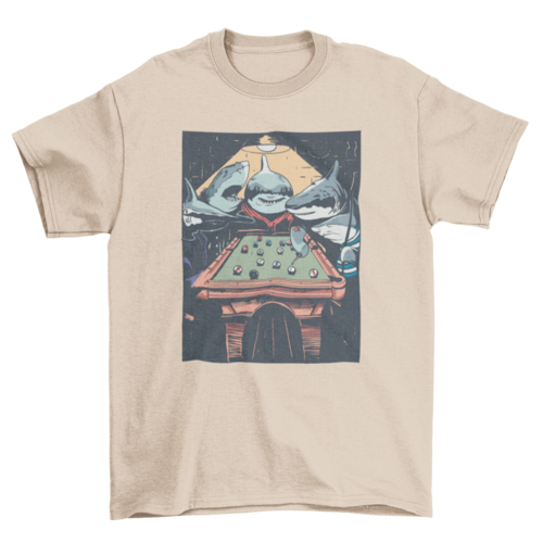 Sharks Playing Pool Graphic T-Shirt