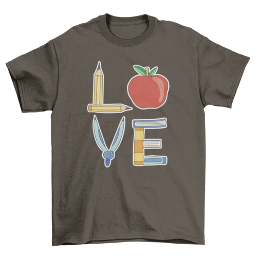 Love Spelled with School Supplies Teacher T-Shirt