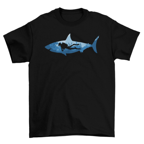 Scuba Diving Shark Graphic T-Shirt