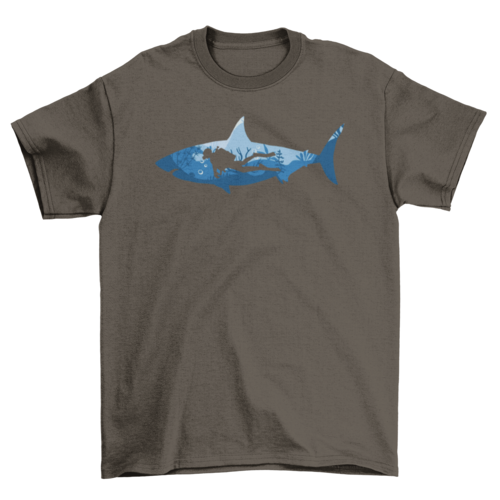 Scuba Diving Shark Graphic T-Shirt