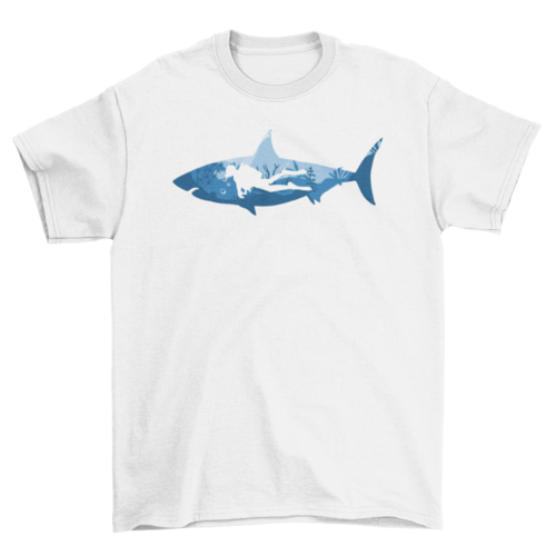 Scuba Diving Shark Graphic T-Shirt
