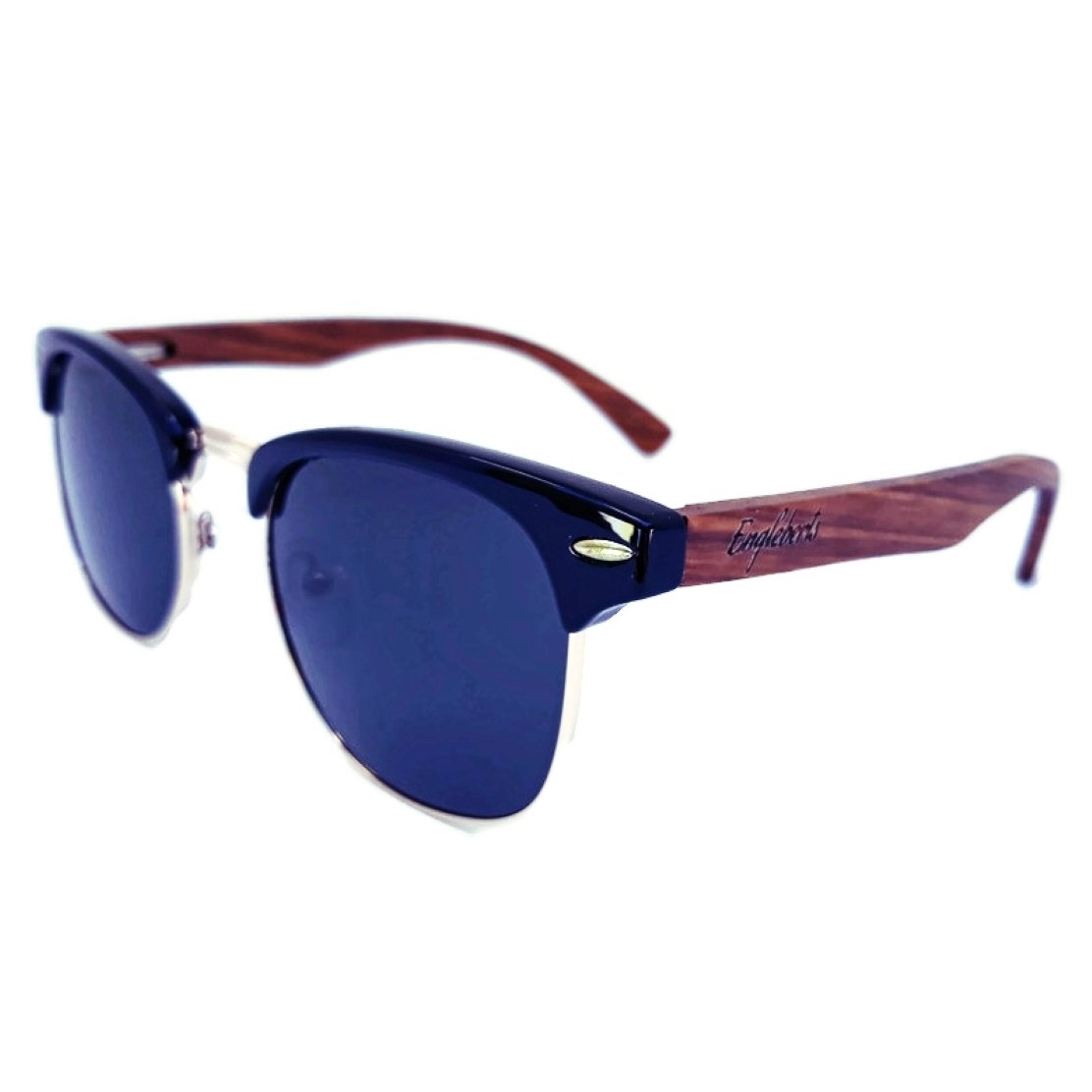 Walnut Wood Club Sunglasses with Bamboo Case, Polarized