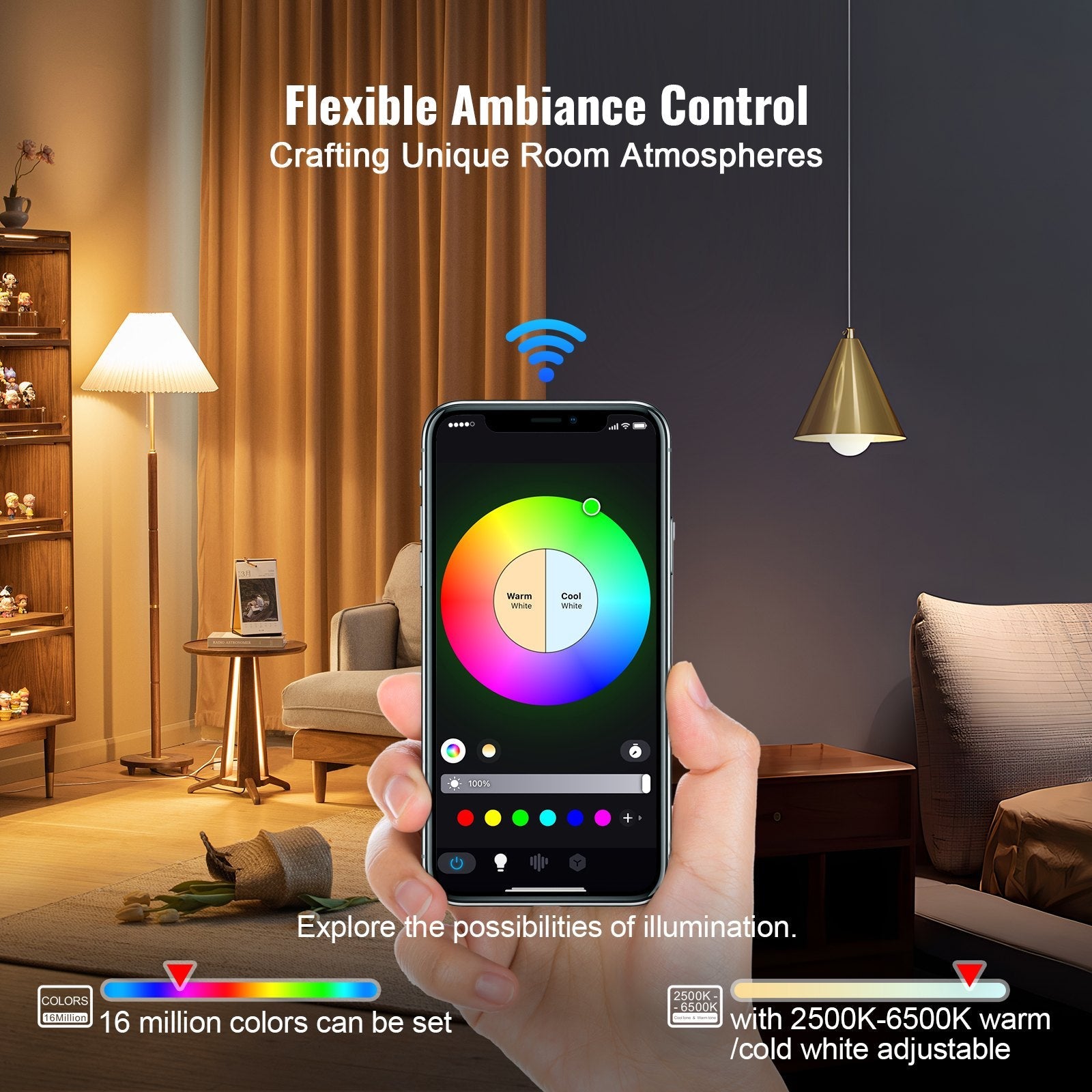 Smart LED Light Bulbs 4-Pack, Multicolor 800 Lumen WiFi