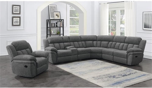 Bahrain 6-piece charcoal motion sectional sofa with recliners