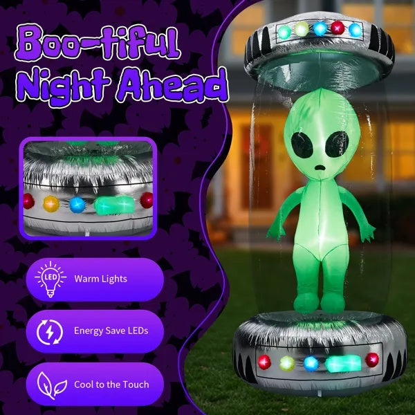 8.2FT Tall Halloween Inflatable Outdoor Decoration, Blow Up UFO With