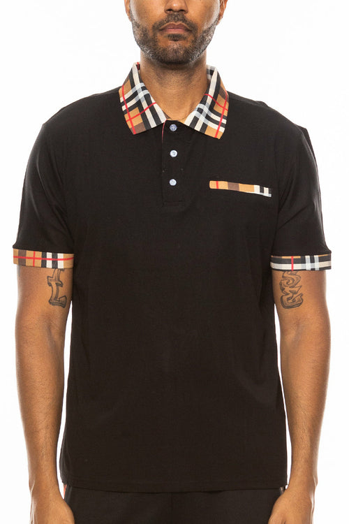 Polo avec détails à carreaux