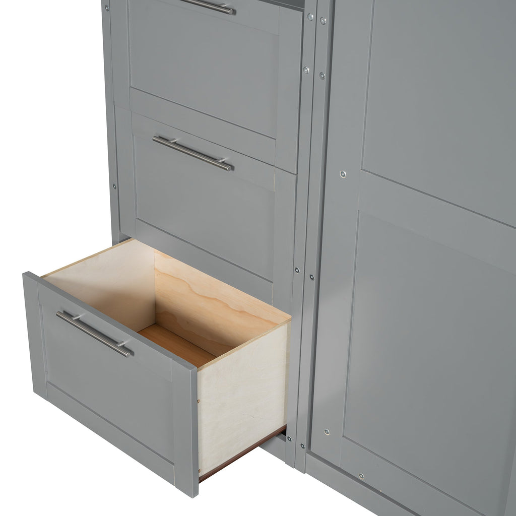 Murphy Wall Bed, Queen Size, MDF and LVL with Drawers, Shelves, and