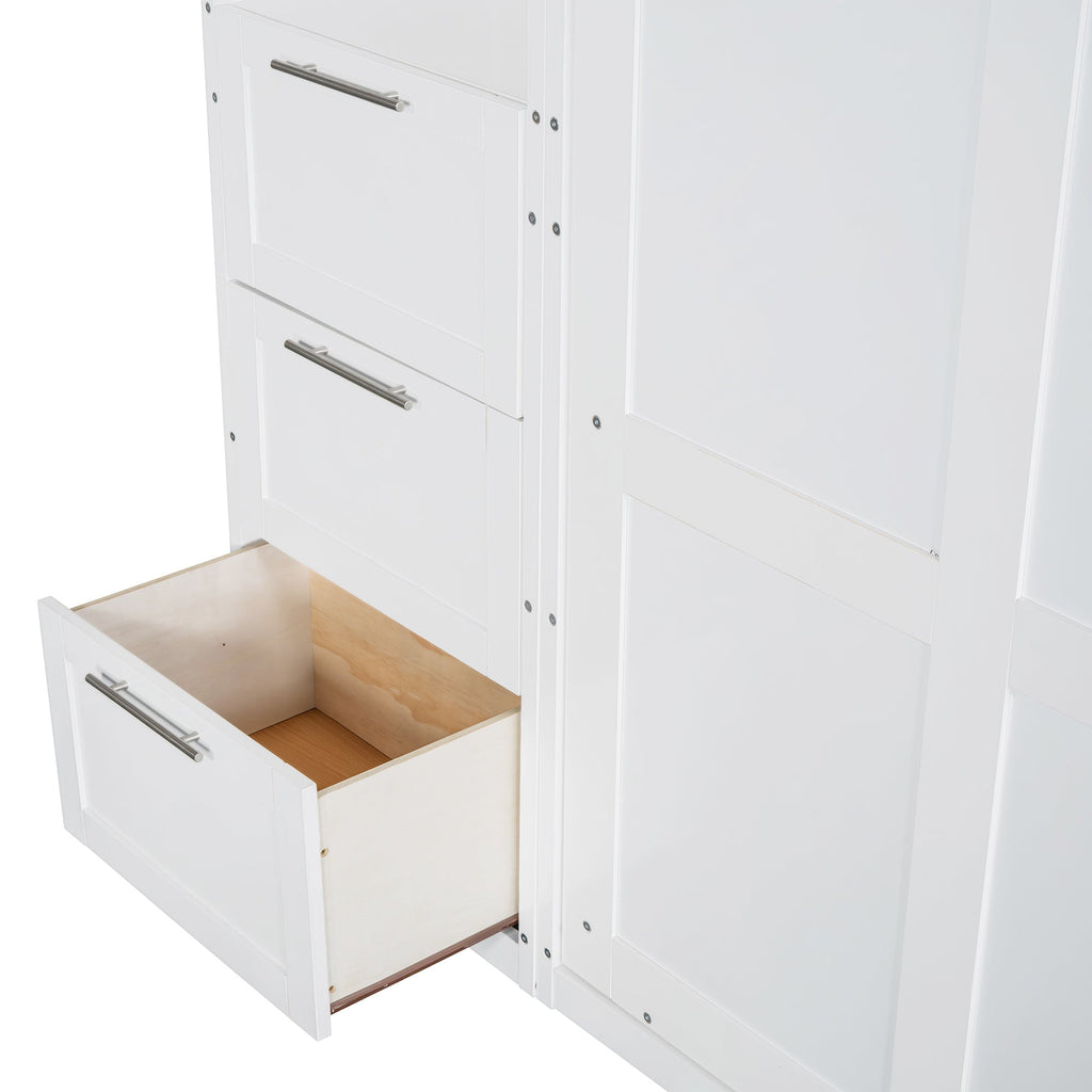 Murphy Wall Bed, Queen Size, MDF and LVL with Drawers, Shelves, and