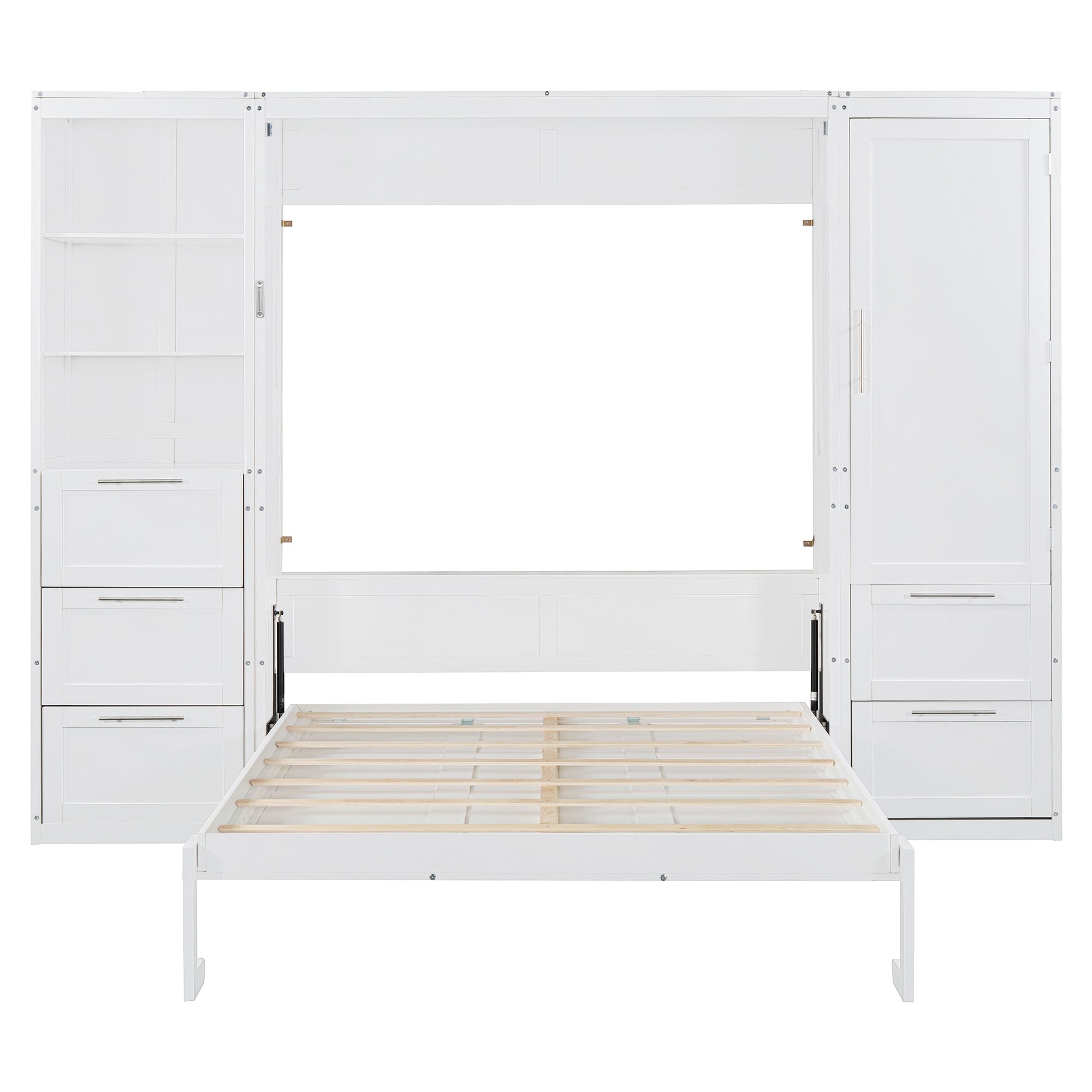 Murphy Wall Bed, Queen Size, MDF and LVL with Drawers, Shelves, and