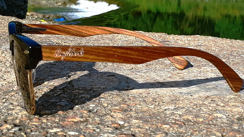 Walnut Wood Club Sunglasses with Bamboo Case, Polarized