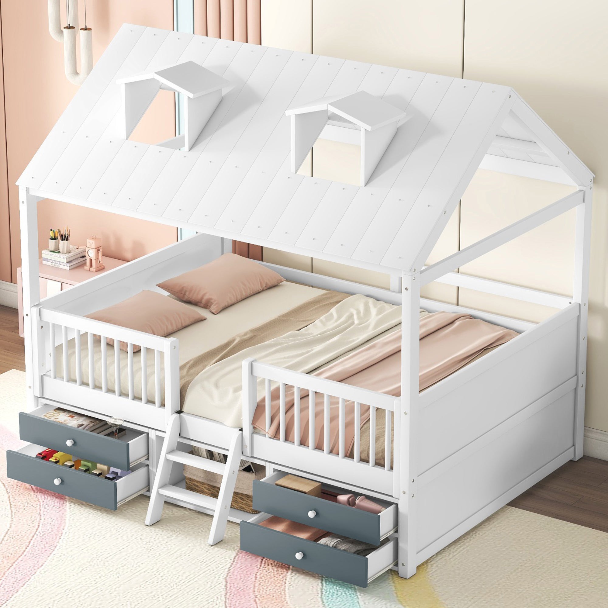 Bed Frame White Wood for bedroom and guest room furnishing
