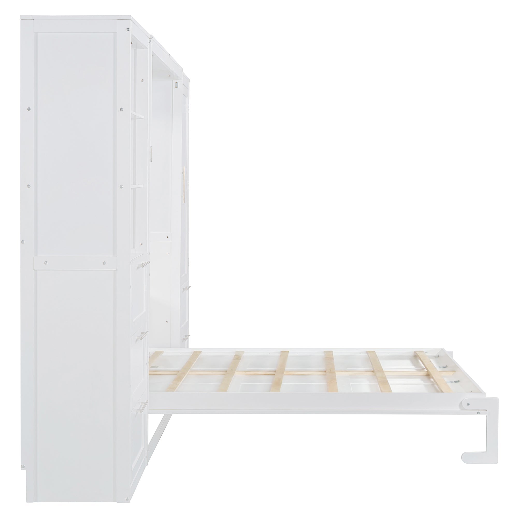 Murphy Wall Bed, Queen Size, MDF and LVL with Drawers, Shelves, and