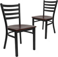 Ladder Back Metal Dining Chairs, Set of 2 (Black)
