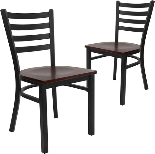Ladder Back Metal Dining Chairs, Set of 2 (Black)