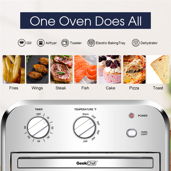 Air Fryer Toaster Oven Combo, 4-Slice (Silver)