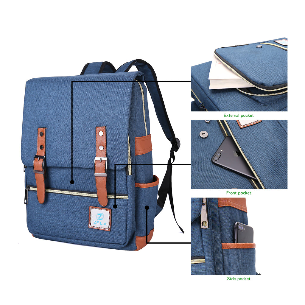Slim 15-inch Laptop Backpack for School, Dark Blue