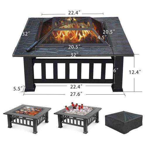 Outdoor Charcoal Fire Pit with Cover