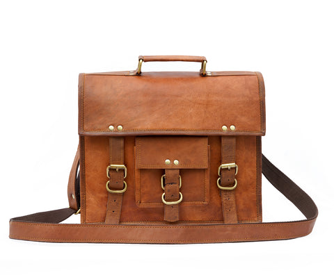 Vintage Leather Messenger Crossbody Bag, Unisex