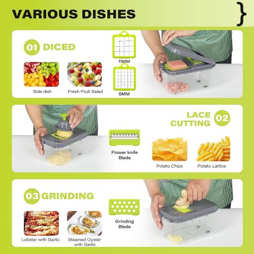 Vegetable Chopper with Container 22-in-1 Veggie Choppers
