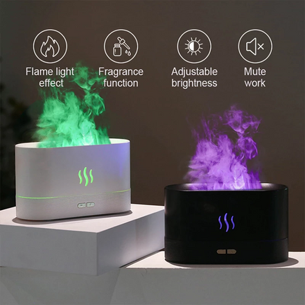 Flame effect aroma diffuser humidifiers with colorful flames