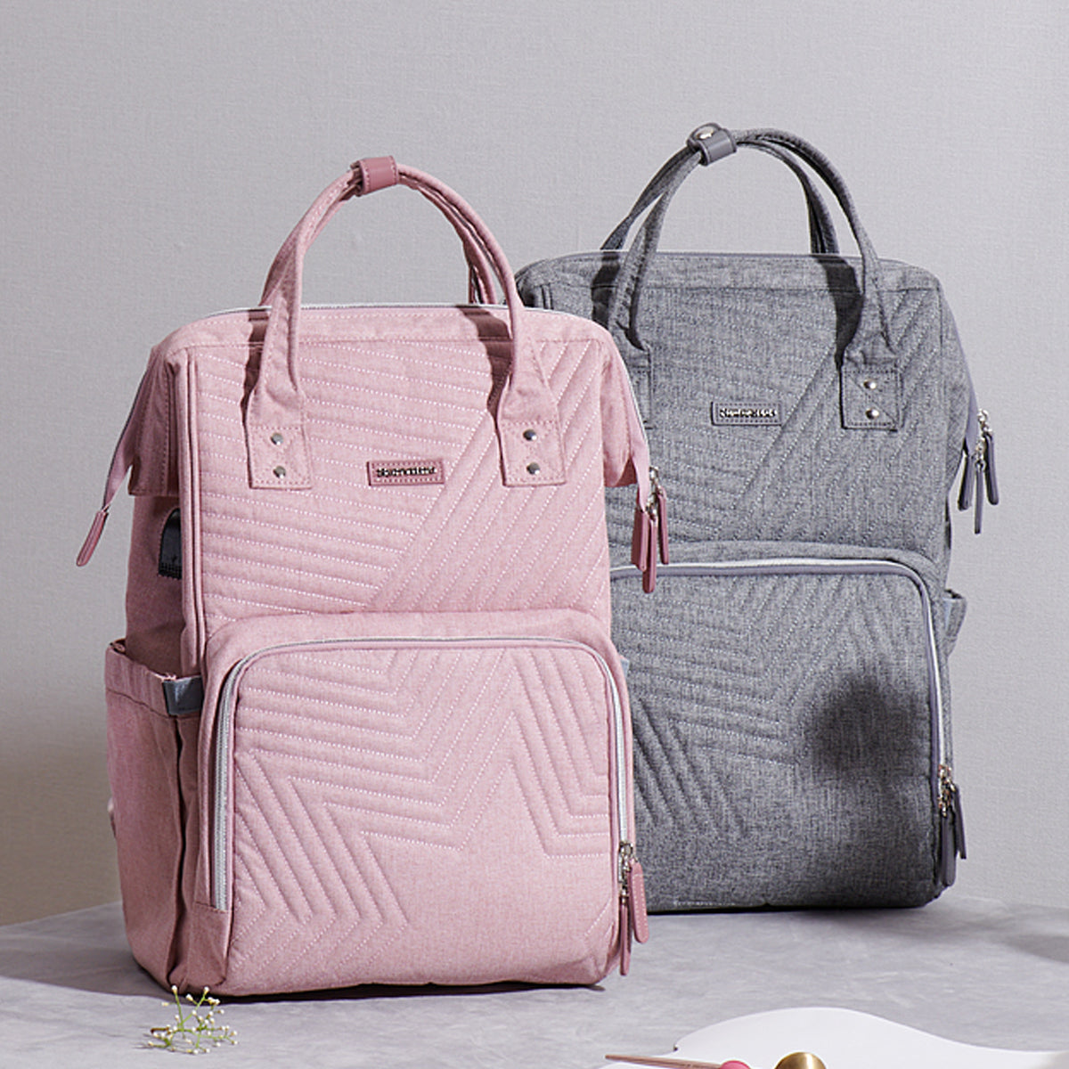 Quilted Diaper Bag Backpack, Insulated and Waterproof