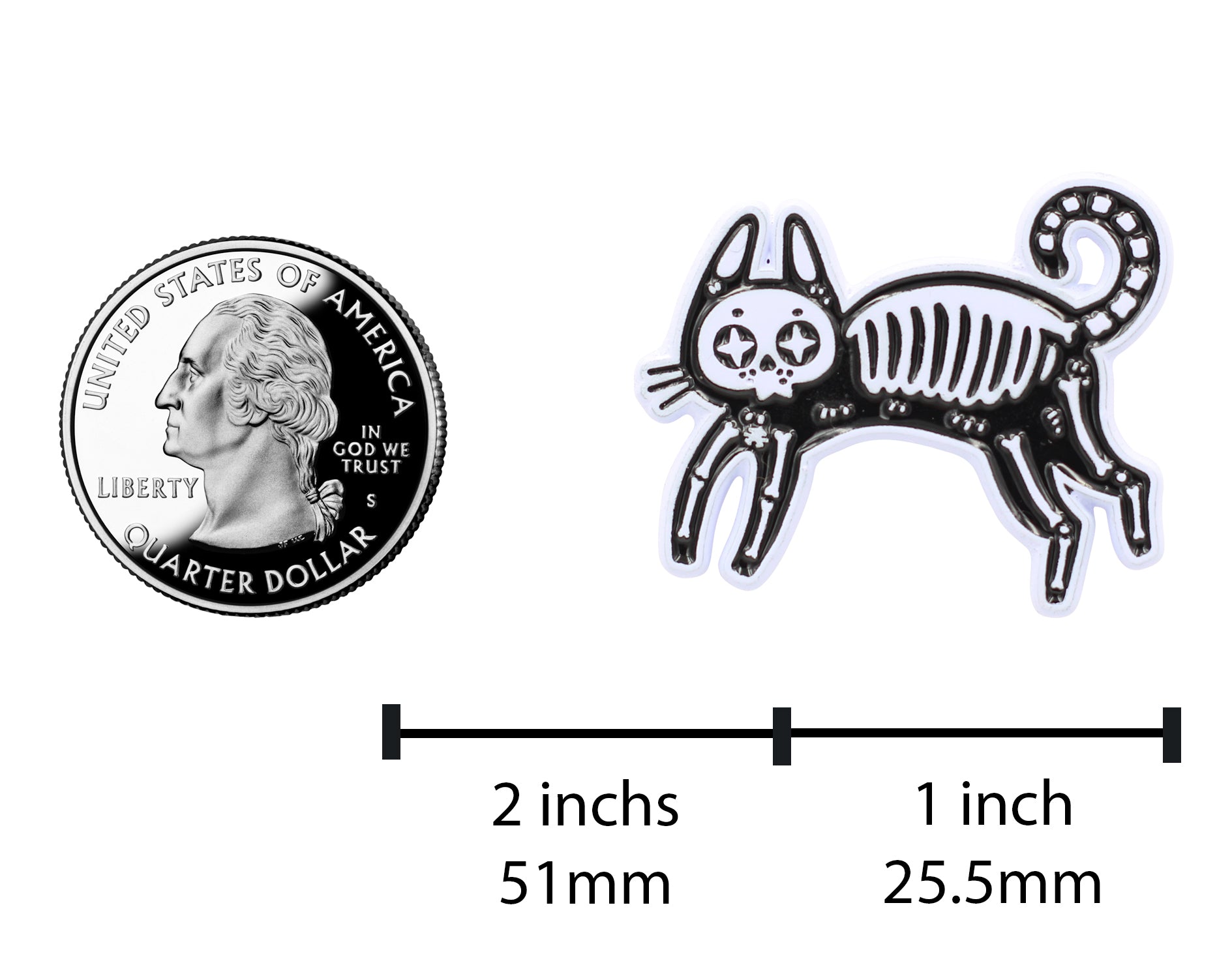 Skeleton Cat Enamel Pin