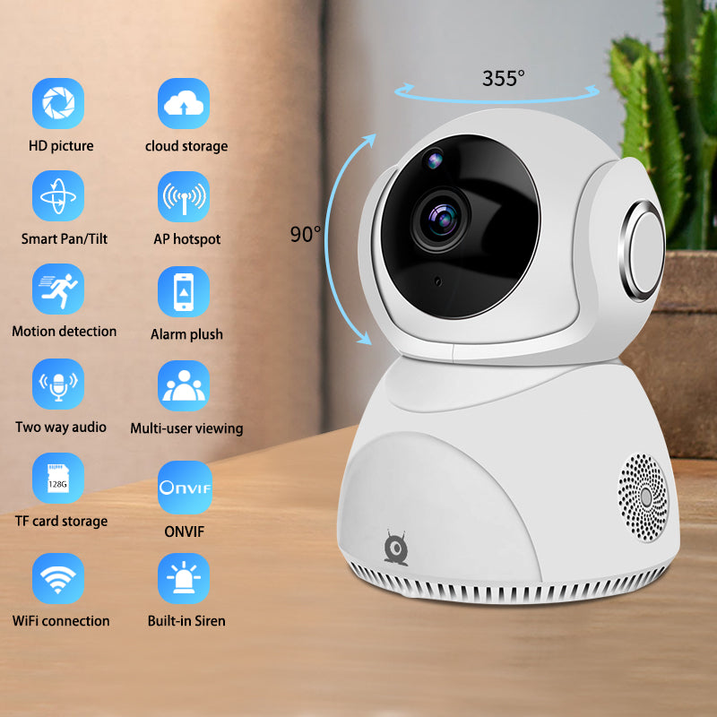 1080p Wireless Security Camera, 360 Pan Tilt WiFi