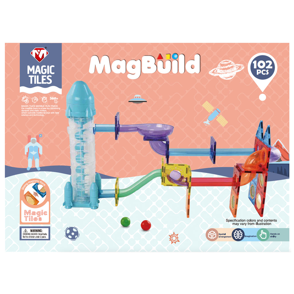 Magnetic Building Tiles for Kids, 102-Piece Blocks Set