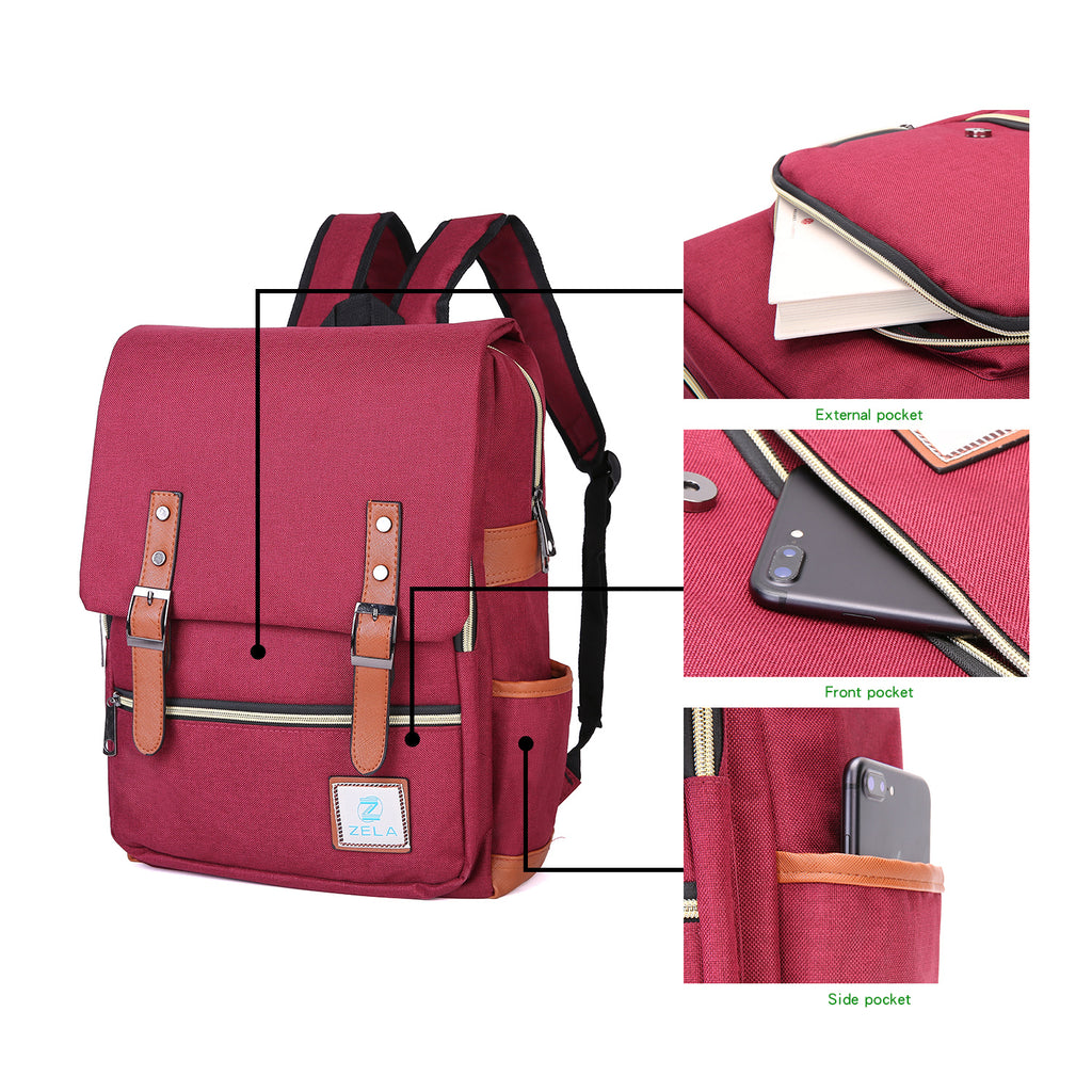 Slim Laptop Backpack, Fits 15-Inch (Wine Red)