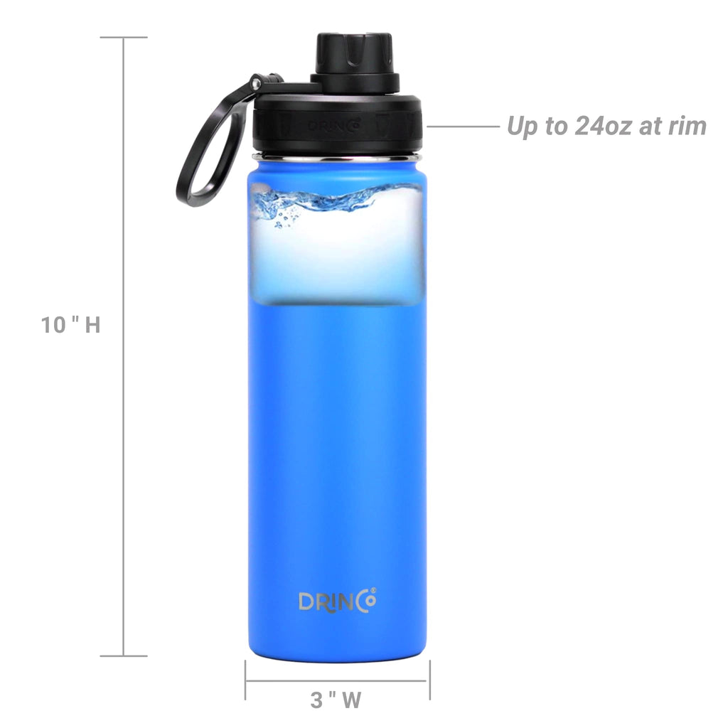 DRINCO 22oz Insulated Steel Sport Water Bottle, Royal Blue