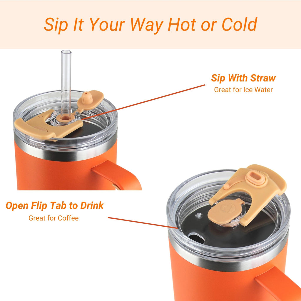40oz Insulated Tumbler with Handle (Pumpkin)
