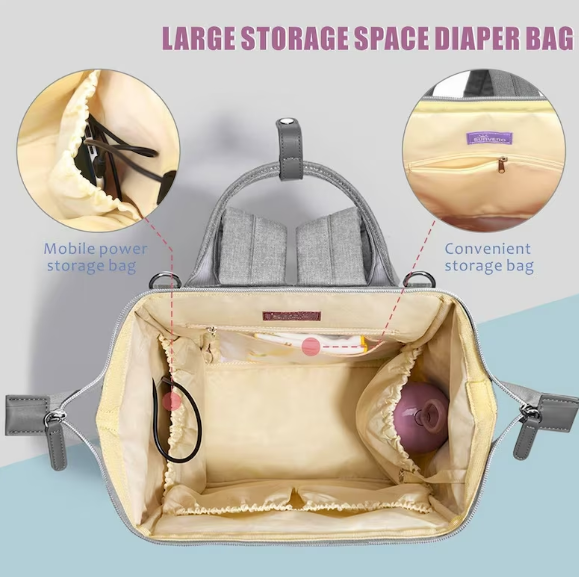 Quilted Diaper Bag Backpack, Insulated and Waterproof