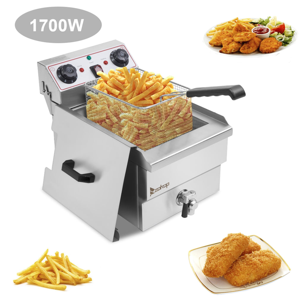 Stainless Steel Deep Fryer with Faucet, 12.5 Qt