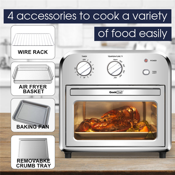 Air Fryer Toaster Oven Combo, 4-Slice (Silver)