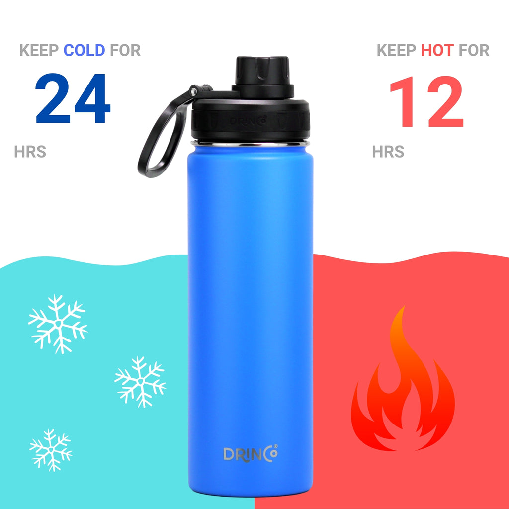 DRINCO 22oz Insulated Steel Sport Water Bottle, Royal Blue