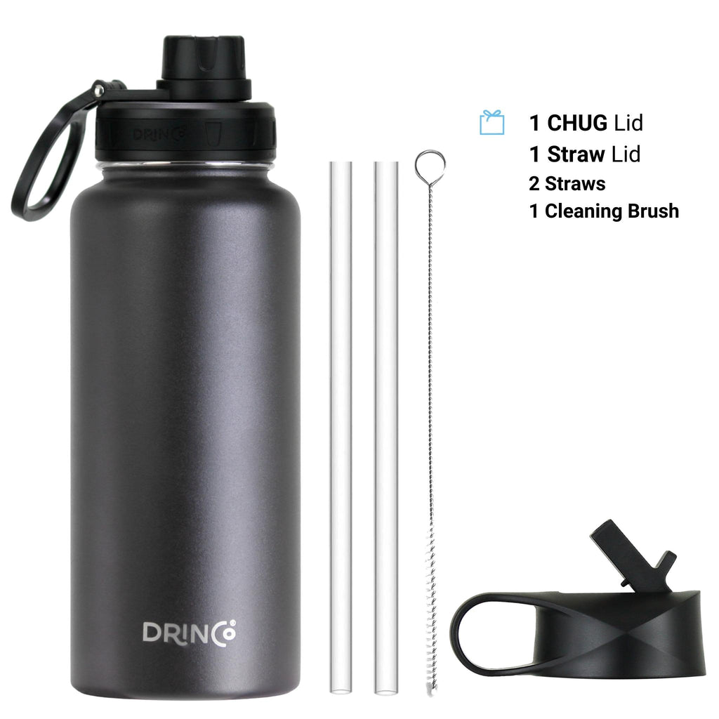 DRINCO 32oz Insulated Steel Water Bottle, Black