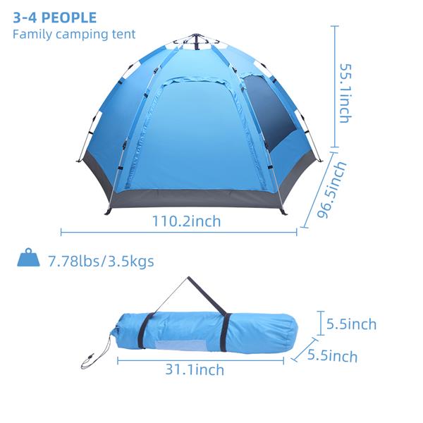Instant Pop-Up Family Camping Tent, Waterproof