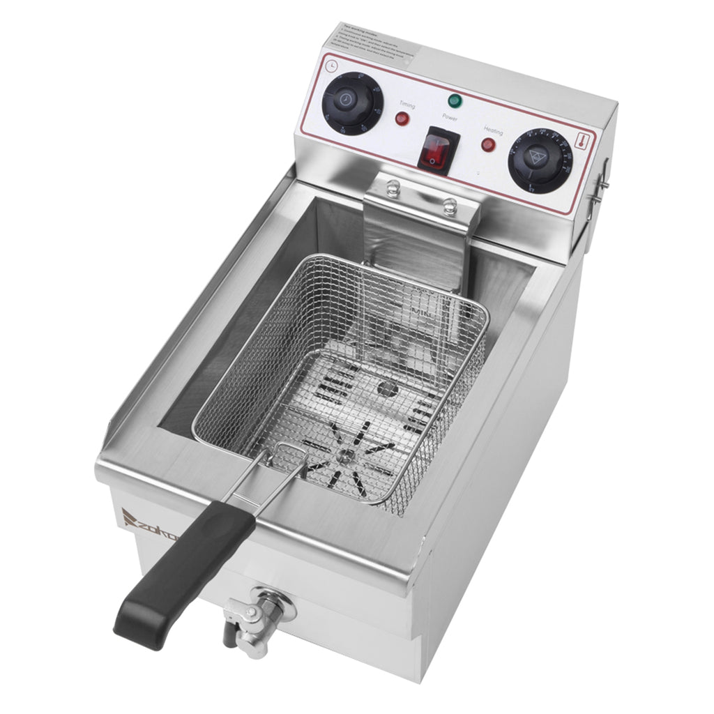 Stainless Steel Deep Fryer with Faucet, 12.5 Qt
